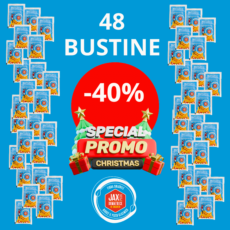 Super promo Natale con zuccheri domati -40% - 48 bustine di fibra solubile JAXPLUS® da 15 g l’una
